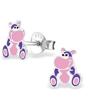 SL-Collection Ohrringe Kinderohrringe lustiges Nilpferd 925 Silber