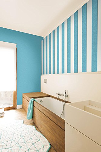 Vlies Tapete Streifen Muster weiss türkis mit Perlmutt Schimmer VT-06-10-1