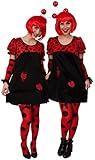 Marienkäfer Kostüm in schwarz-rot für Damen | Gr. 34 | 2-teiliges Käfer Kostüm für Damen | Plüsch Kostüm für Frauen | Tier Plüsch Kostüm für Karneval -