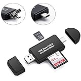 Vanja USB Type C Micro USB OTG Adapter and USB 2.0 Portable Memory Card Reader for SDXC, SDHC, SD, MMC, RS-MMC, Micro SDXC, Micro SD, Micro SDHC Card and UHS-I Cards