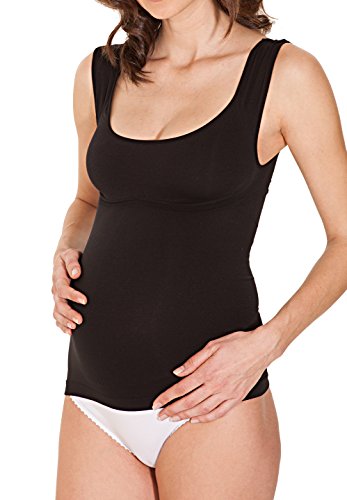 RelaxMaternity 5300 (Negro, L) Camiseta sin Mangas de Algodon Premama con Soporte Abdominal y al Pecho