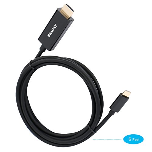 USB Typ C (Thunderbolt 3) zu HDMI 4 K UHD 6 Füße Kabel, benfei USB 3.1 (usb-c) zu HDMI Adapter Stecker auf Stecker vergoldet Kordel - 3
