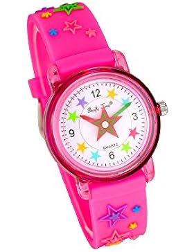 Pacific Time Kinder Armbanduhr Mädchen Sterne Stars Analog Quarz pink rosa 20770