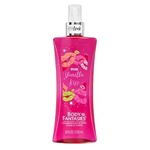 Body Fantasies Signature Fragrance Body Mist for Girls & Womens Pink Vanilla Kiss, 236ml | Long Lasting Body Spray and Perfume for Women | No Gas - Made in USA