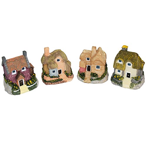 LJY 4 teilig Miniatur Fairy Garden House Statuen für Puppenhaus DIY Home Garten & Terrasse Dekoration