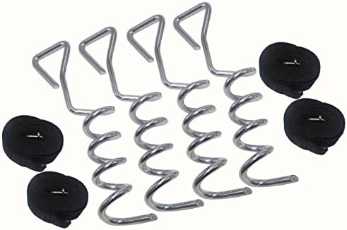 Heavy Duty Galvanized Trampoline Anchor Tie Down Kit - Fits all TP Trampolines (Spiral)