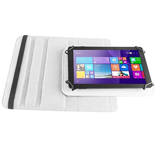 Vodafone Tab Prime 6 / 7 robuste Tablet-Schutz-Hülle aus hochwertigem Kunstleder Tasche mit Standfunktion 360° drehbar Universal-Cover-Case kombiniert Schutz und Design von UC-Express®, Farben:Weiß - 6
