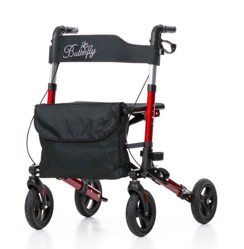 Leichtgewichtrollator Butterfly Rot mit Softbereifung