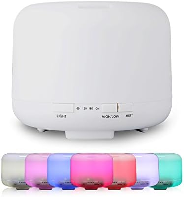 Premium Essential Oil Diffuser - MIRX 500ml Ultrasonic Cool Mist Humidifier with 7 Changeable Colored LED Lights Waterless Auto Shut-Off for Office and Bedroom