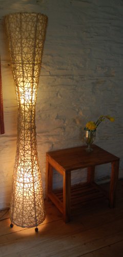 Contemporary floor standing standard lamp 1.5m with bamboo in cream