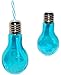 Produktbild alles-meine.de GmbH 3 Stück _ Trinkgläser / Gläser -  Glühbirne - Lampe - Blau  - mit Strohhalm ..