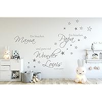 Wandschnörkel® Aufkleber HM~AA13 Ein bisschen MAMA ein bisschen PAPA und ganz viel WUNDER Spruch Wandtattoo Kinderzimmer Baby Mädchen Jungen Türaufkleber, personalisiert