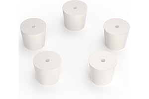 stonylab Tapones de Goma Sólido con Solo Agujero, Paquete de 5 Tapones de Goma de Sello de Laboratorio Cónico con Control Hermético de 6#