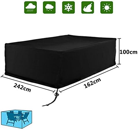 Ciaoed Patio Protective Furniture Cover Black Waterproof Garden Patio Set Cover Table and Chair Set Cover 242 x 162 x 100cm