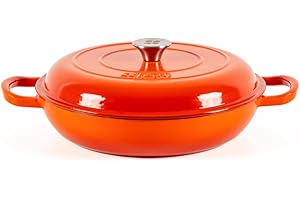 Lätt Home Orange Collection Cocotte in ghisa, casseruola in ghisa smaltata, per tutte le fonti di calore (Rotonda, 30 cm, 3,2 l)