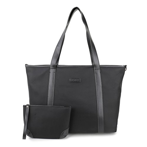 ENKNIGHT Tote bag Nylon Waterproof Shoulder Bag for Women Travel Handbags (Black-Small)