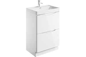 GO BATHROOMS Eaton White Floor Standing Vanity Unit Includes Resin Basin Bathroom Furniture Storage Unit 600mm