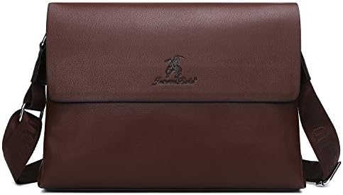 Leather Messenger Bag for Men,Unives PU Leather Briefcase Classic Shoulder Business Vintage Satchel Crossbody Bag for College School Office Travel Brown