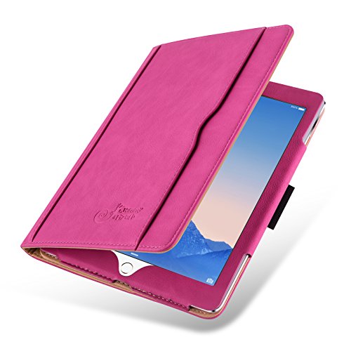 iPad Air, Air 2 & iPad 9.7" 2017 Hülle - JAMMYLIZARD Ledertasche Smart Cover mit Standfuktion für iPad Air (5. & 6. Generation) & iPad 9.7" 2017, ROSA & HONIG, [MIT STIFT-HALTER]