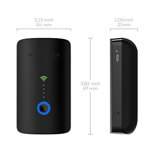 FileHub RAVPower Router Wifi Portatile, Ripetitore Wifi, Lettore per SD Card fino a 256G, Hard Disk Wireless, Batteria Esterna da 6000mAh, Hotspot, Access Point per Dischi e Chiavetta USB, File Sharing - Nero