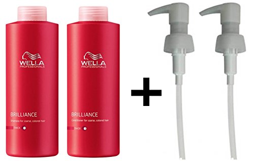 WELLA PROFESSIONALS BRILLIANCE SHAMPOO COARSE AND CONDITIONER 1000ML DUO + PUMPS