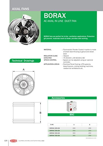 Borax Axial Rohrventilator Be-Abluft LÜFTER ø200 680m³/h Axialventilator Radial TURBO - 2
