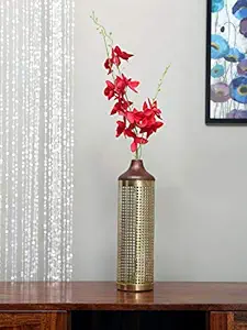 @home by Nilkamal Jali Lower Cutwork Vase, Gold