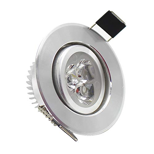 Lámpara LED downlight, de LEDIARY; redonda, empotrable, 110 - 265 V y 3 W; tamaño del agujero de corte 50, 55, 60 mm; ángulo ajustable, lámpara de techo, metal, Daylight White 3.00W