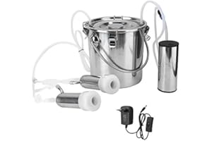 Tnfeeon Mungitrice, Cluster di mungitura Elettrico 5L con Pompa a impulso sottovuoto Mungitrice per Portatile(per Cow EU Plug)