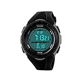 iLove EU Damen Mädchen Armbanduhr 50m Wasserdicht Silikon Band Digital LED Alarm Datum Uhr Sportuhr Stoppuhr Grau Schwarz