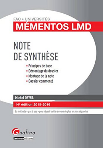 Mémentos LMD - La note de synthèse, 14ème Ed. Mémentos LMD - La note de synthèse, 14ème Ed.