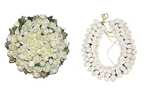 GadinFashion? Hair Bun Combo Mogra Artificial Gajra & Full juda Bun for Women in White Pack-02