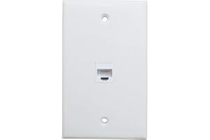 ESYLINK 1 Port CAT 6 Ethernet Wall Plate - Single Gang Network Cat6 RJ45 Keystone Jack Cover Plate Female to Female Pass Through Faceplate - White