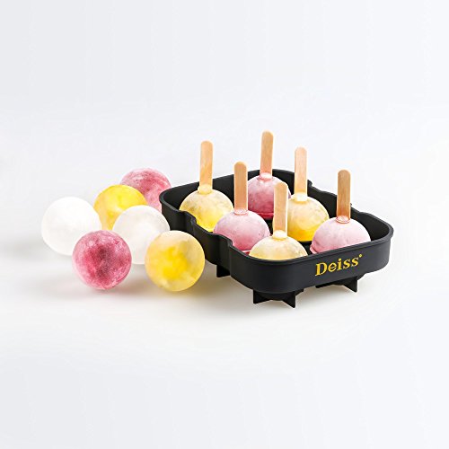 Deiss® ART Eiskugel-Maker Schimmel & faltbare Trichter – 6 perfekt 4.6 cm Eiskugeln in flexiblem Silikon Fach – faltbare Trichter für flüssige Übertragung – spülmaschinengeeignet - 4