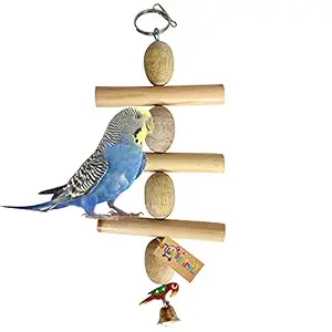 Western Era Playful Natural Gym Wood Bead Hanging Swing Toy for Birds