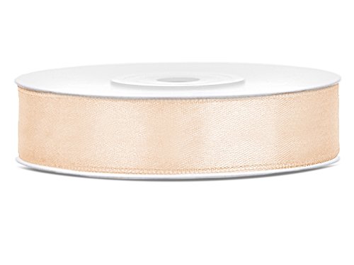 SiDeSo® 0,048€/m SATINBAND 25m x 6mm viele Farben Hochzeit Dekoband Geschenkband Antennenband Schleifenband (creme)