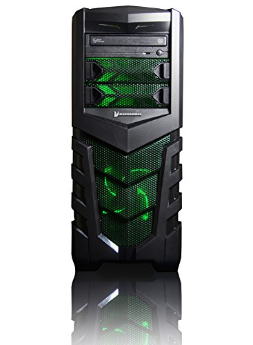 VIBOX Scope 1 Gaming PC – 3,9GHz AMD A4 Dual-Core APU, GT 710 GPU, preiswerte, Familien, Multimedia, Heim- & Bürocomputer, Desktop Gamer Computer mit Spielgutschein, Grün Innenbeleuchtung, lebenslange Garantie* (3,7GHz (3,9GHz Turbo) superschneller AMD A4-6300 Dual-Core-APU / CPU-Prozessor, Nvidia GeForce GT 710 1GB Grafikkarte GPU, 8GB DDR3 1600MHz RAM, 1TB (1000GB) SATA III HDD 7200rpm Festplatte, 400W 85+ Netzteil, CIT Vanquish Grün Gaming Geh§use, FM2+ Mainboard, Ohne Windows Betriebssystem) - 3