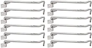 Smart Shophar Stainless Steel Square Gate Hook 6 Inches Silver, Pack of 12