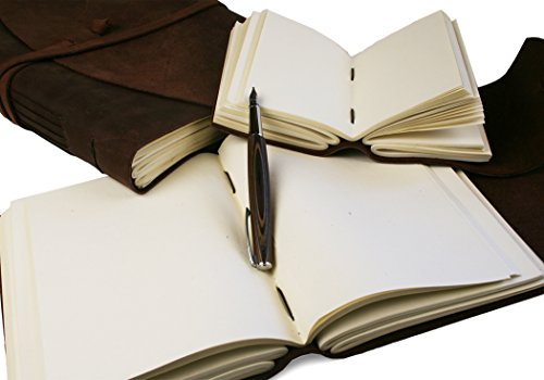 Enya Notizbuch handgefertigt in Leder gebunden Rustikales Braun Extra Large, blanko Seiten (30cm x 22cm x 5cm) - 3