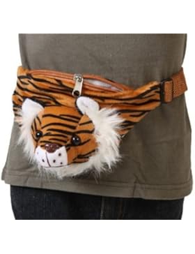 Foxxeo 11020-STD | Tiger Gürteltasche Gürtel Tasche Hüftbeutel braun brauner Hüft Beutel Kindertasche Tasche Tigertasche...