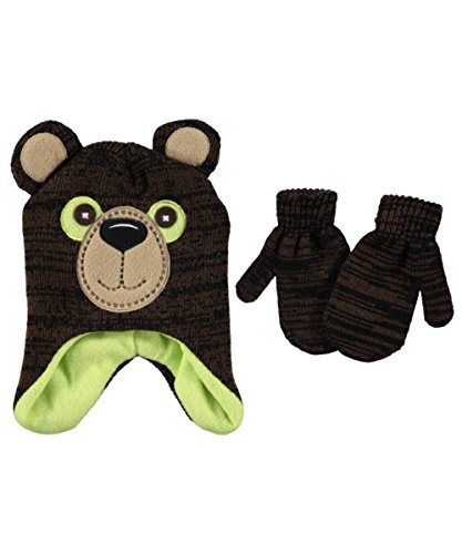 Critter Collection "Grizzly" Beanie & Mittens Set - black, one size