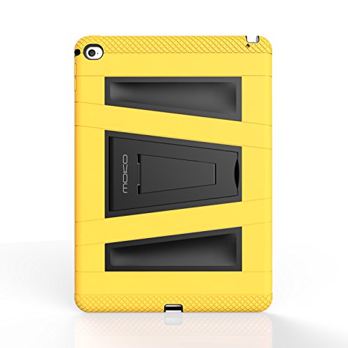 MoKo Hülle für Apple iPad Air 2 – Silikon + Schwarz hartem Polycarbonat Protector mit faltbarer Standplatz-Abdeckungs-Fall Kickstand Tasche Schutzhülle Case für Apple iPad Air 2/iPad 6 9.7 Inch Tablet, Gelb - 3