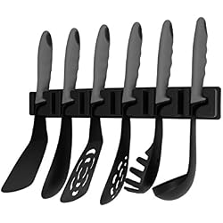 KOPF Nylon - Jeu d'ustensiles de cuisine avec support mural, 7 pièces, gris