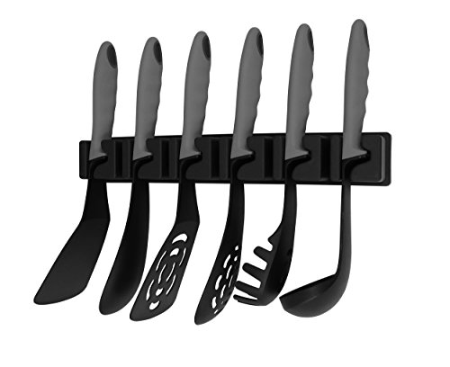 KOPF Nylon - Jeu d'ustensiles de cuisine avec support mural, 7 pièces, gris