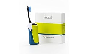 BANALE. - Spazzolino da Viaggio con Dentifricio Integrato, Setole Sostituibili, Custodia in Plastica Lavabile, Piccolo, Leggero e Compatto per Viaggi e Ufficio, Ricaricabile (Lime)