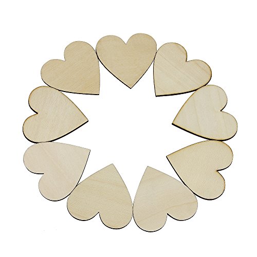 Zilong 60mm Herz Holz Scheiben, unlackiert Naturholzscheiben Verzierungen/Deko für DIY Handwerk, hochzeitsdeko, tischdeko, 50 Stück - 5