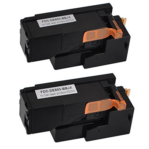 FDC Toner kompatibel Dell e525 W Drucker Toner Patronen 2-Pack Ersatz für schwarz 593-bbln, h3m8p, dpv4t - 2