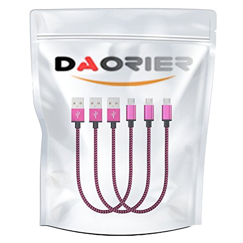 DaoRier Micro USB Kabel Datenkabel Android USB Cable 1m Handy Ladekabel USB A Stecker auf Micro USB Metallstecker Nylonmantel Nylon Geflochtenes für Samsung Galaxy S5 S6 S7 Huawei Rose Rot 3 Stück - 7