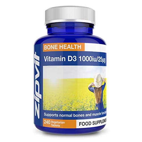 Vitamina D3 1000iu 25mcg, 240 vegetariane Compresse. Supporta Le Ossa e Le Funzioni Muscolari. Supporta Il Sistema Immunitario.