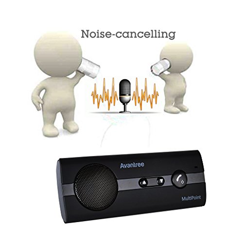 [2 Year Warranty] Avantree MULTIPOINT Bluetooth V4.0 Handsfree Visor Car Kit, Support GPS, Music, In Car Speakerphone for iPhone, Samsung Smartphones